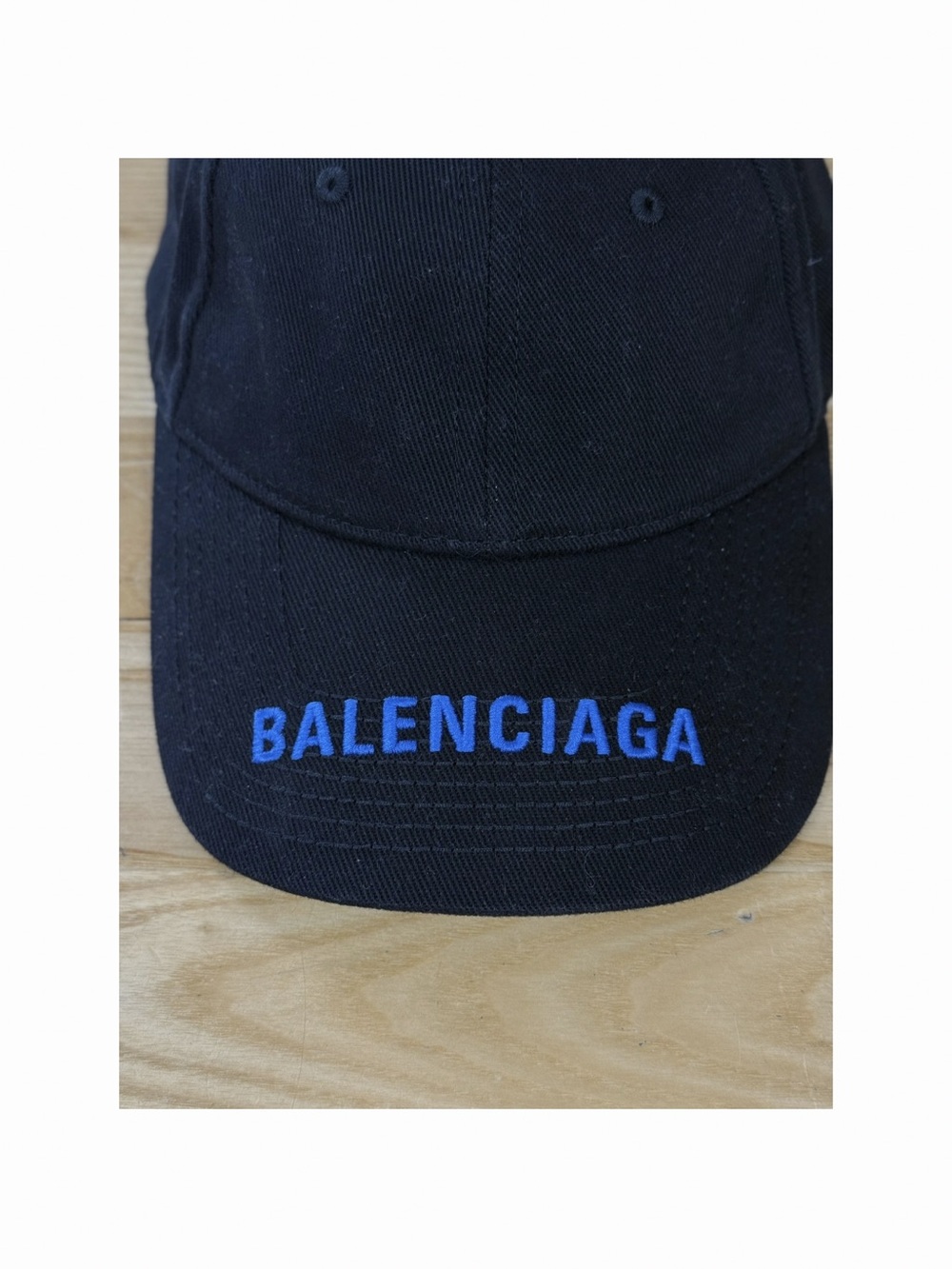 NWT Balenciaga Black Baseball Cap with Blue Logo Embroidery Size L/58cm - Picture 2 of 7